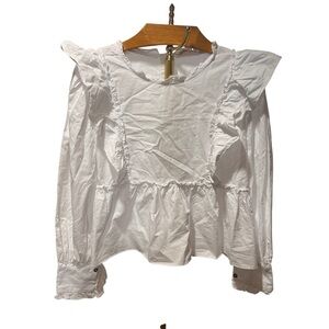 POL White Ruffled Blouse Victorian Cottagecore Small